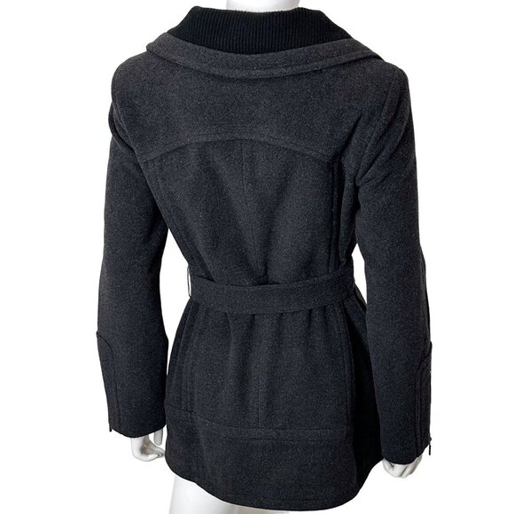 Cole Haan Wool Cashmere Blend Tie Waist Peacoat Jacket Coat in Gray Women's Sz 4 - Picture 4 of 16
